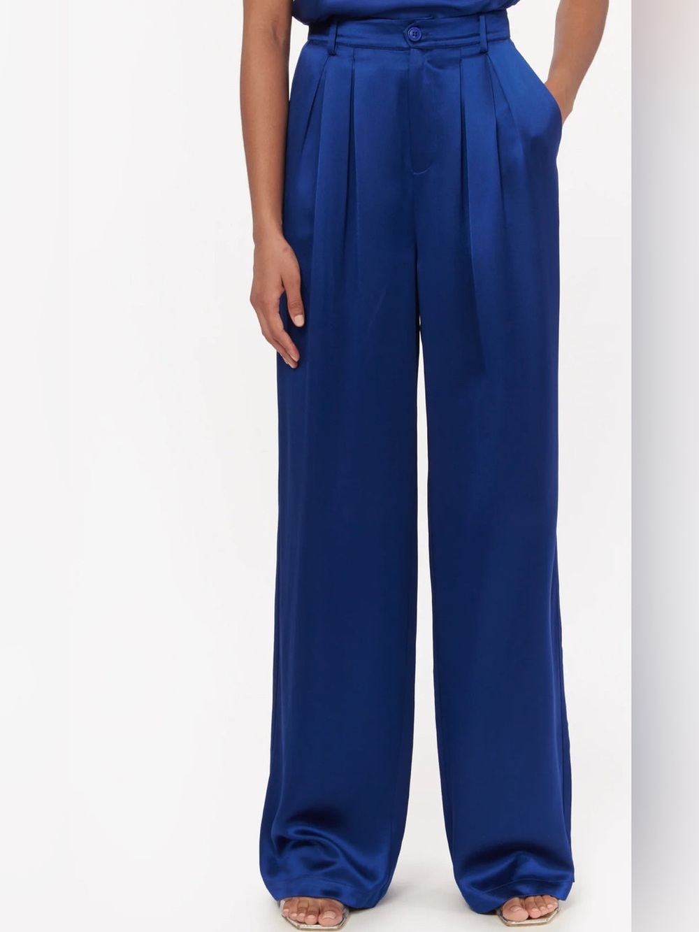 NWOT Cami NYC Davina Pant in Lapis Satin Wide Leg